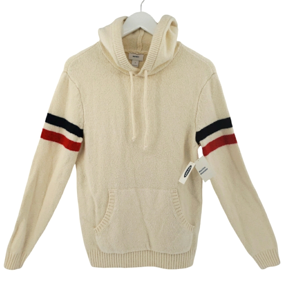 Old Navy NWT Varsity Knit Sweater Hoodie Small Unisex Retail $59.99 Winter White